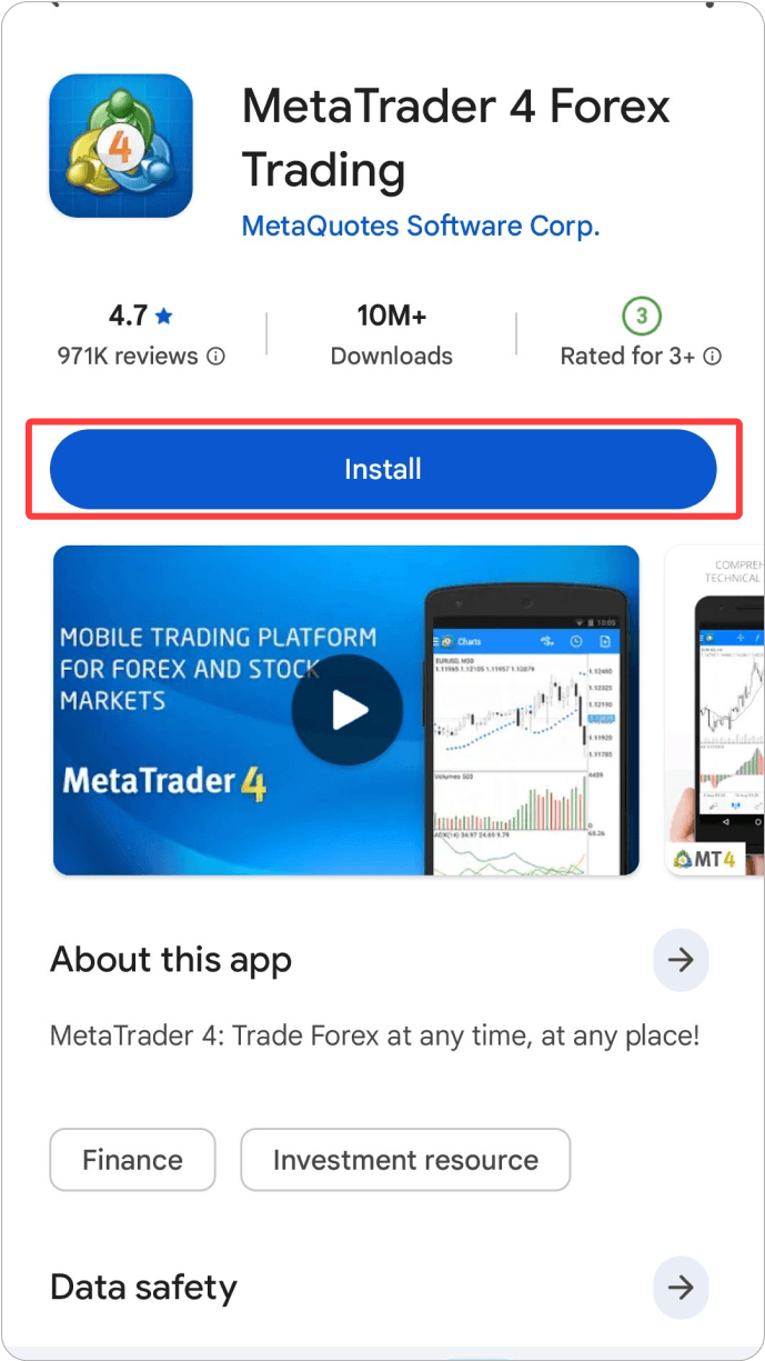 MT4 안드로이드 - 앱 검색하기