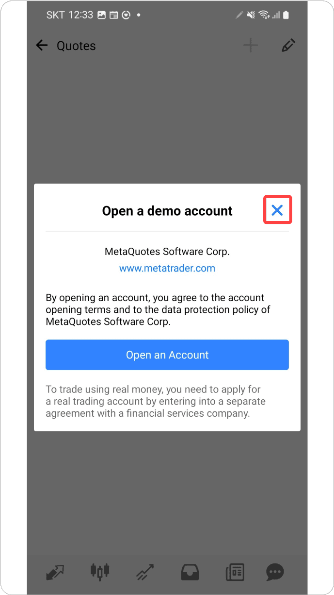 MT4 안드로이드 - 앱 열기