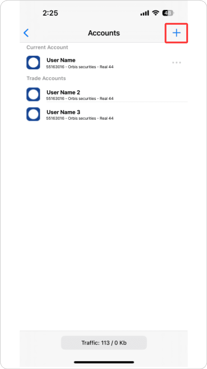 MT4 iOS - 여러 개의 계정 추가 가능
