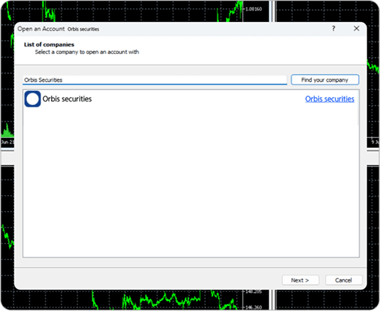 MT4 로그인 - 거래 계좌 서버 선택
