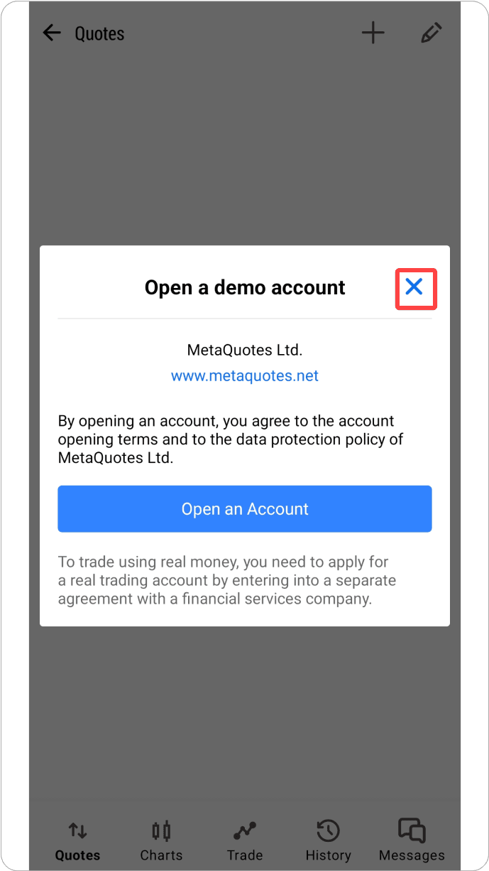 MT5 안드로이드 - 앱 열기