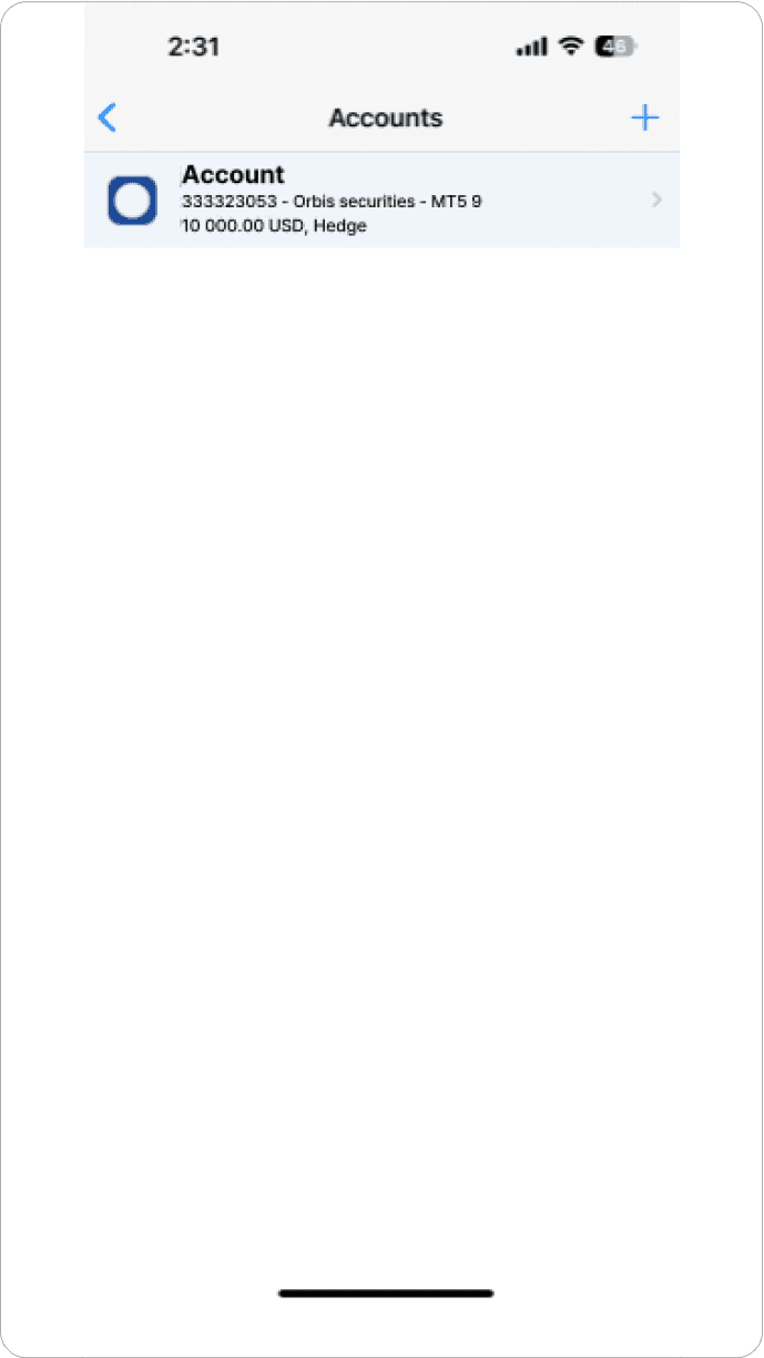 MT5 iOS - 계정 추가 완료