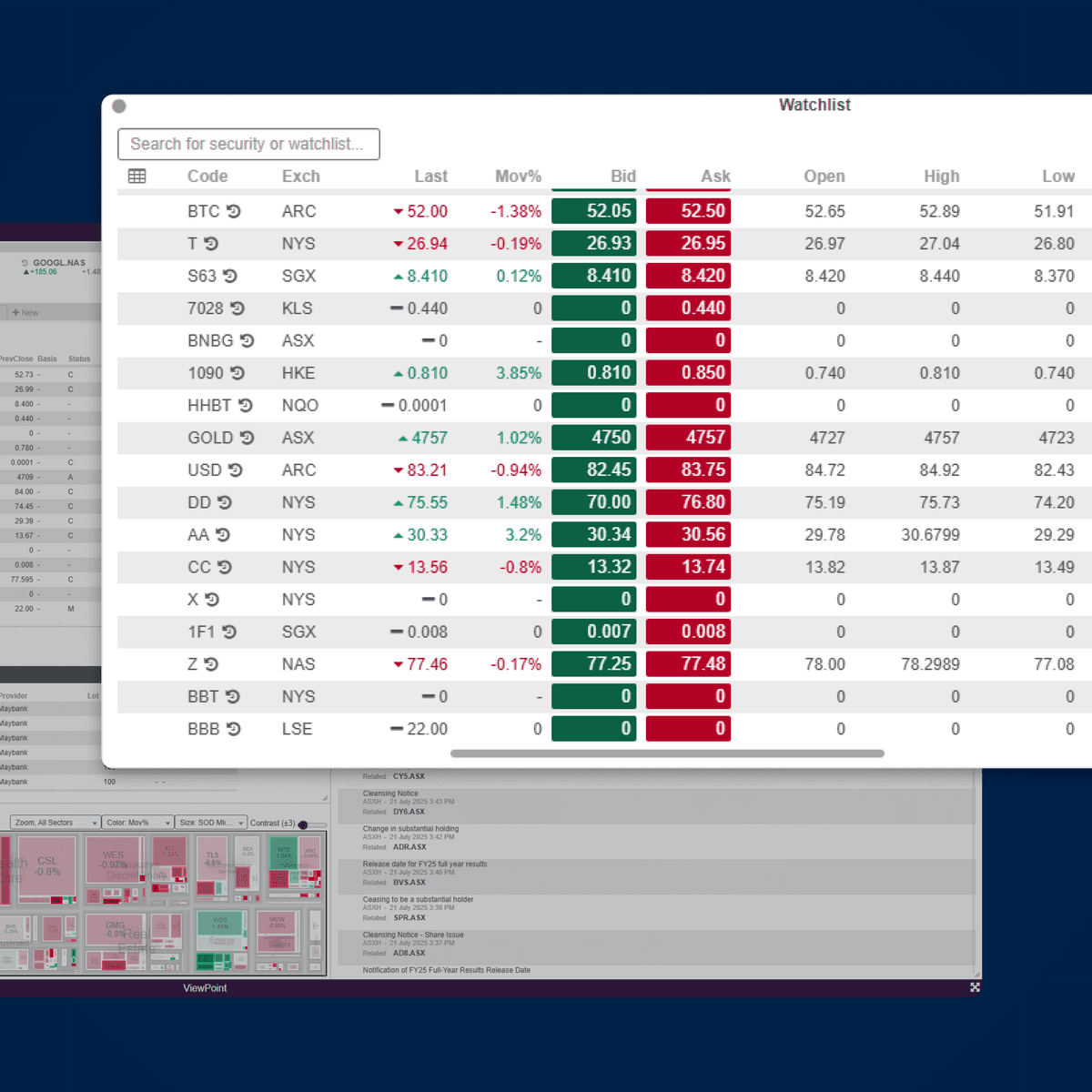 관심 목록 옵션