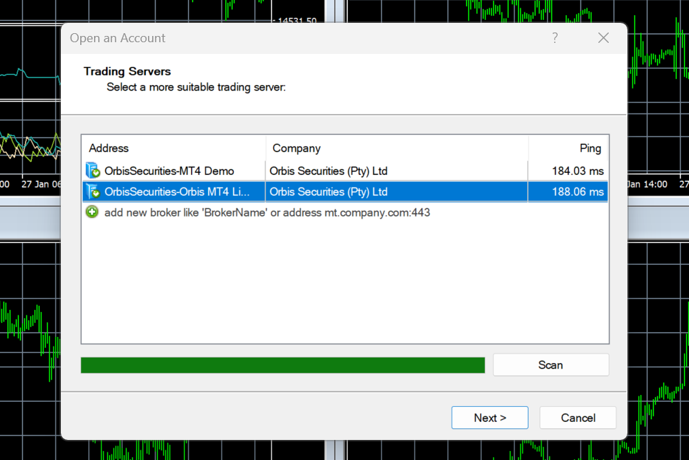 MT4 Login - Select Server